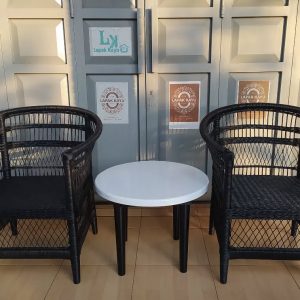 Set Table & Rattan Chair Black Yosi